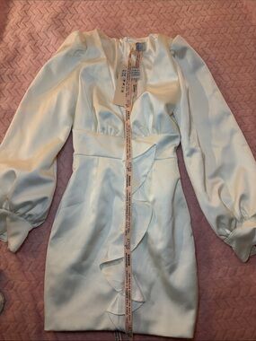Dresses | White Long Sleeve Mini Shirt Dress With Black Faux Leather Corset  Belt | Poshmark